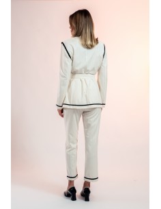 Striped Blazer with Belt 2